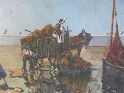 JEANNEAU Fernand 

Récolte du varech, Penmarc'h

Huile...