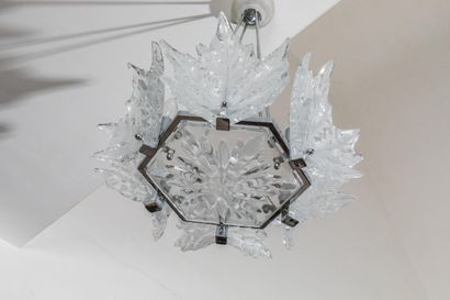 LALIQUE FRANCE - Lustre en cristal et métal...