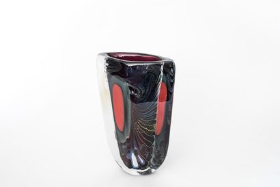 Eric LAURENT - Vase en verre soufflé multicouches,...