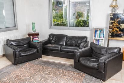 POLTRONA FRAU - Canapé et 2 fauteuils en...