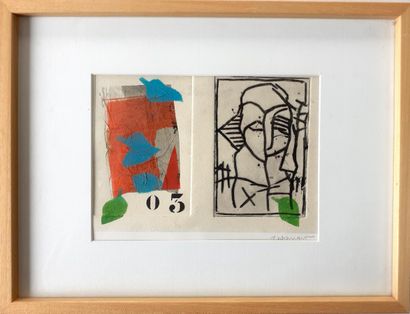 James COIGNARD Technique mixte sur papier...
