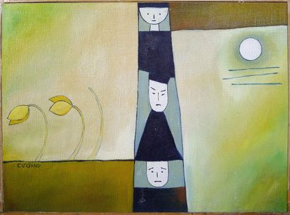 Le Thiet CUONG.- Variations. Huile sur toile...