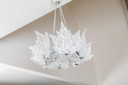 LALIQUE FRANCE - Lustre en cristal et métal...
