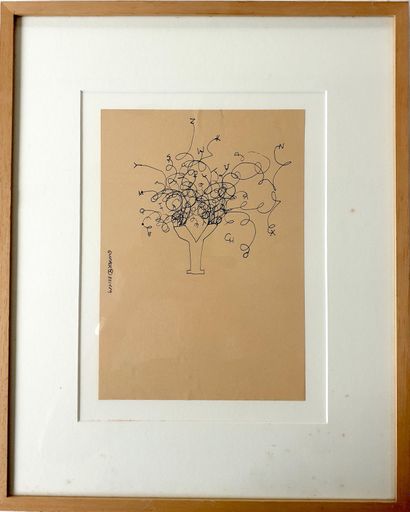Yvan LE BOZEC - Dessin à l’encre sur papier,...