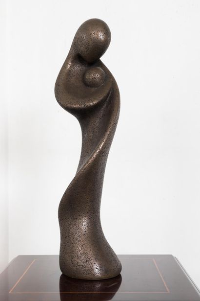 FANJOL - Maternité. Résine à patine bronze,...