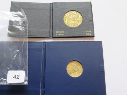 Gold Euros - France - Lot of 2 coins, 500...