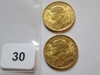 Gold coins - Switzerland - Lot of 2 x 20...