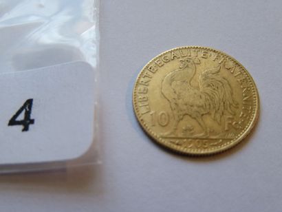 Gold coin - France - 10 Francs Coq 1905 VG+...