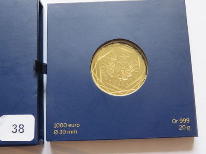 Gold coin Euros - France - 1000 Euros Rooster...