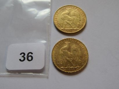 Gold coins - France - Lot of 2 x 20 Francs...