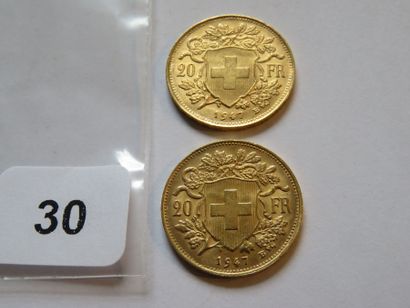Gold coins - Switzerland - Lot of 2 x 20...
