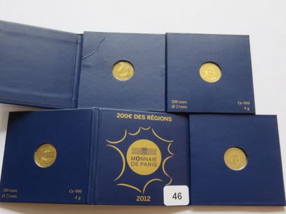 Gold Euro coins - France - Lot of 4 x 200...