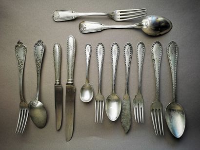 MENAGERE en argent (54 pièces). LOWENTHAL...