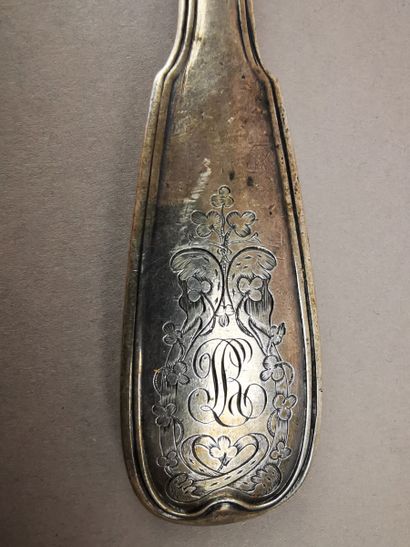 LOUCHE en argent. DPTS, orfèvre P.G., 1809-1819....
