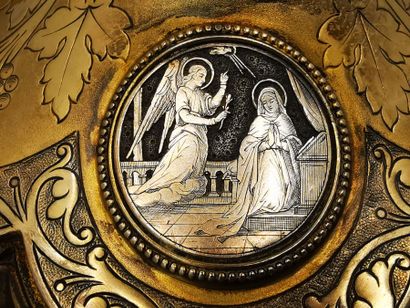 CALICE ET PATENE en argent doré. PARIS, Louis...