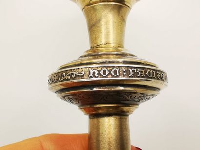 CALICE ET PATENE en argent doré. PARIS, Louis...