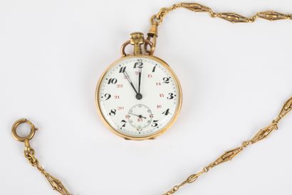 Montre de poche en or 750 millièmes, remontoir...