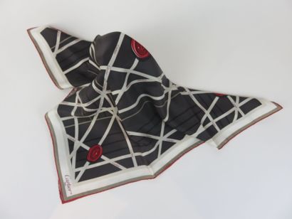 CARTIER

Foulard en soie gris à motif de...