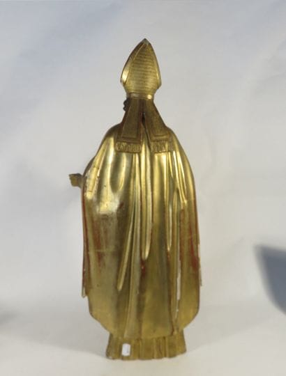 EVEQUE en bois sculpté, polychrome et doré...