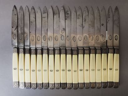 SERIES DE COUTEAUX, argent, acier, manches...
