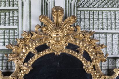 IMPORTANT MIROIR A PARECLOSES en bois et...
