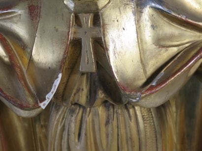 EVEQUE en bois sculpté, polychrome et doré...