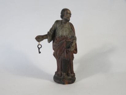 STATUETTE en bois sculpté polychrome figurant...