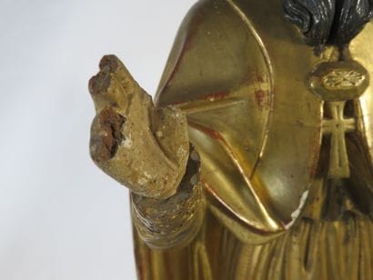 EVEQUE en bois sculpté, polychrome et doré...