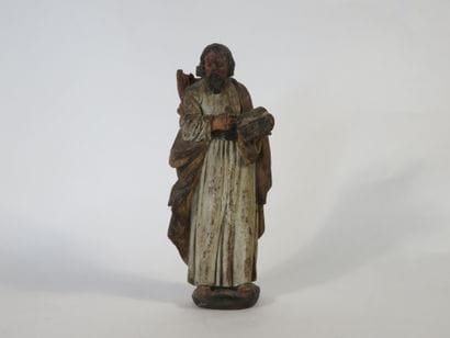 STATUETTE en bois sculpté polychrome figurant...