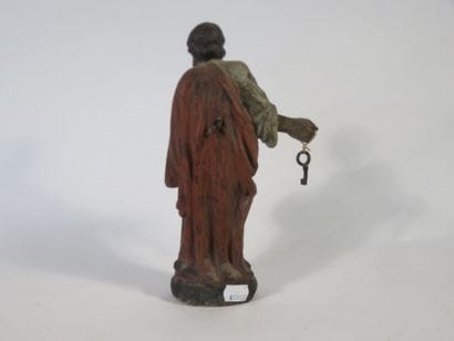 STATUETTE en bois sculpté polychrome figurant...