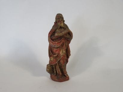 STATUETTE en bois sculpté polychrome et doré...