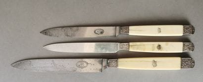 SERIES DE COUTEAUX, argent, acier, manches...