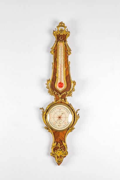 BAROMETRE THERMOMETRE à caisse violonnée...