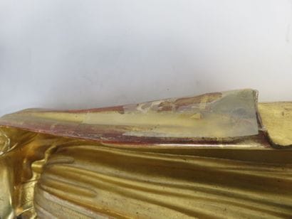 EVEQUE en bois sculpté, polychrome et doré...