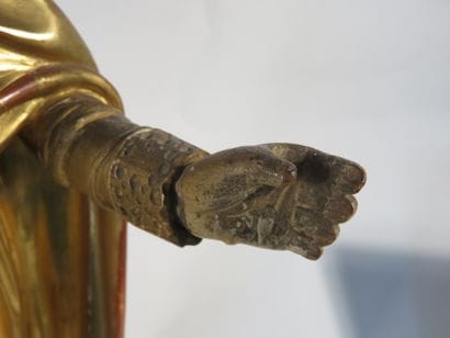 EVEQUE en bois sculpté, polychrome et doré...