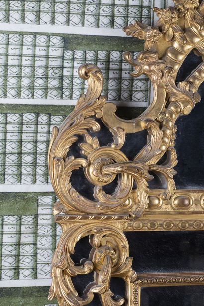 IMPORTANT MIROIR A PARECLOSES en bois et...