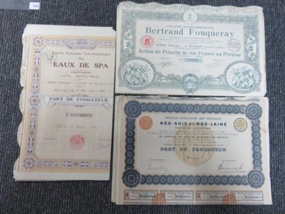 Scripophily - Lot of 27 old shares, Société...