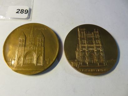 Medals - Lot of 2 medals by Louis Desvignes,...
