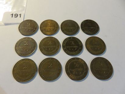 Coins - France - Collection of 12 x 2 bronze...