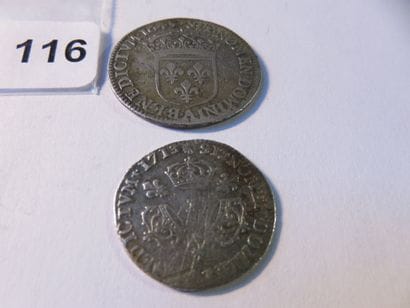 Royal Coins - Louis XIV - Lot of 2 silver...