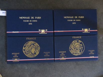 Coins - France - Lot of 4 FDC Series, 1974...