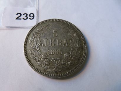 Currency - Bulgaria - 5 Leva 1885 (silver,...