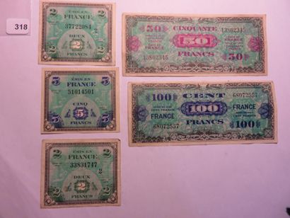 Banknotes - France - Lot of 5 banknotes American...