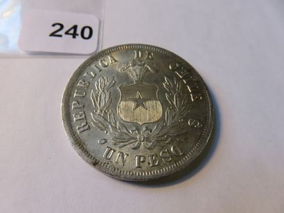 Currency - Chile - 1 Peso 1876 (silver, 25.18...