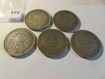 Coins - France - Collection of 5 x 5 Francs...