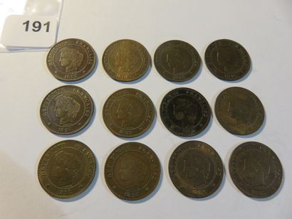 Coins - France - Collection of 12 x 2 bronze...