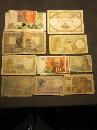 Banknotes - lot of 16 banknotes (14 French...
