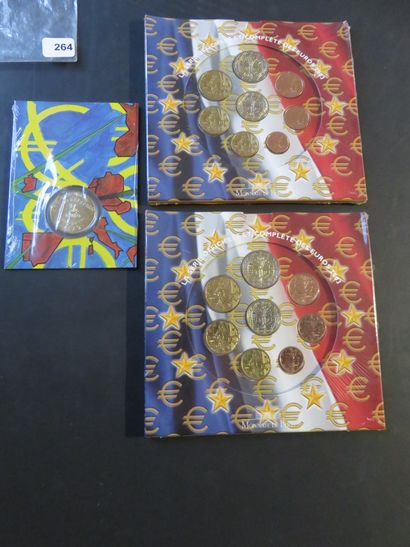 Euro coins - France - Lot of 3 plates, 2...