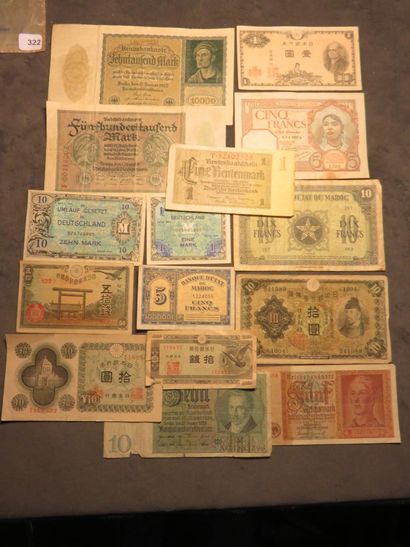 Tickets - Lot of 16 foreign banknotes, Germany...