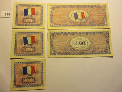 Banknotes - France - Lot of 5 banknotes American...
